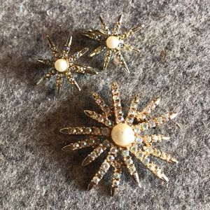 Crystal Brooch & Earrings Set